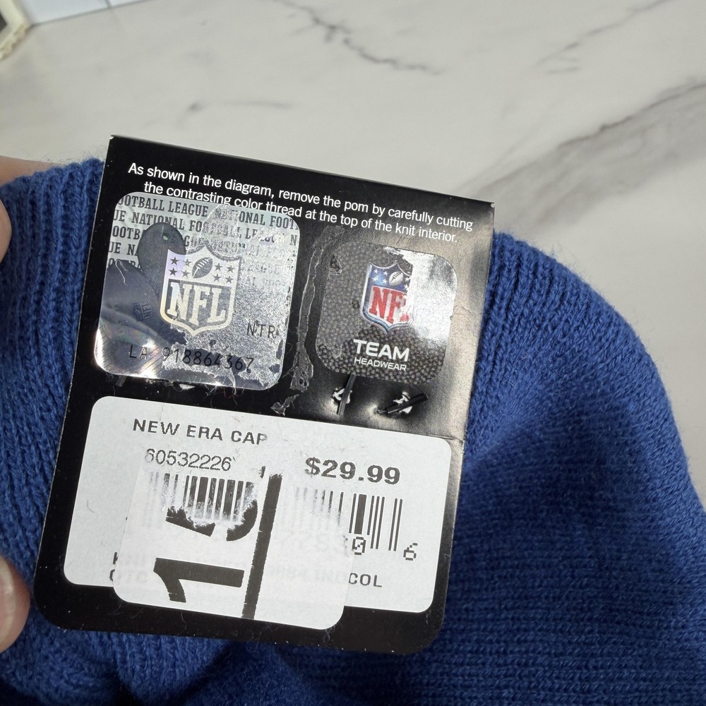 Indianapolis Colts Hat Beanie Mens Blue NFL Football Pom Knit Cuffed New Era - Picture 8 of 11